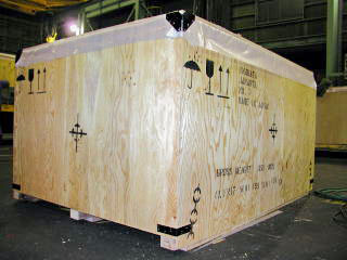 Packing in a large wooden crate for export